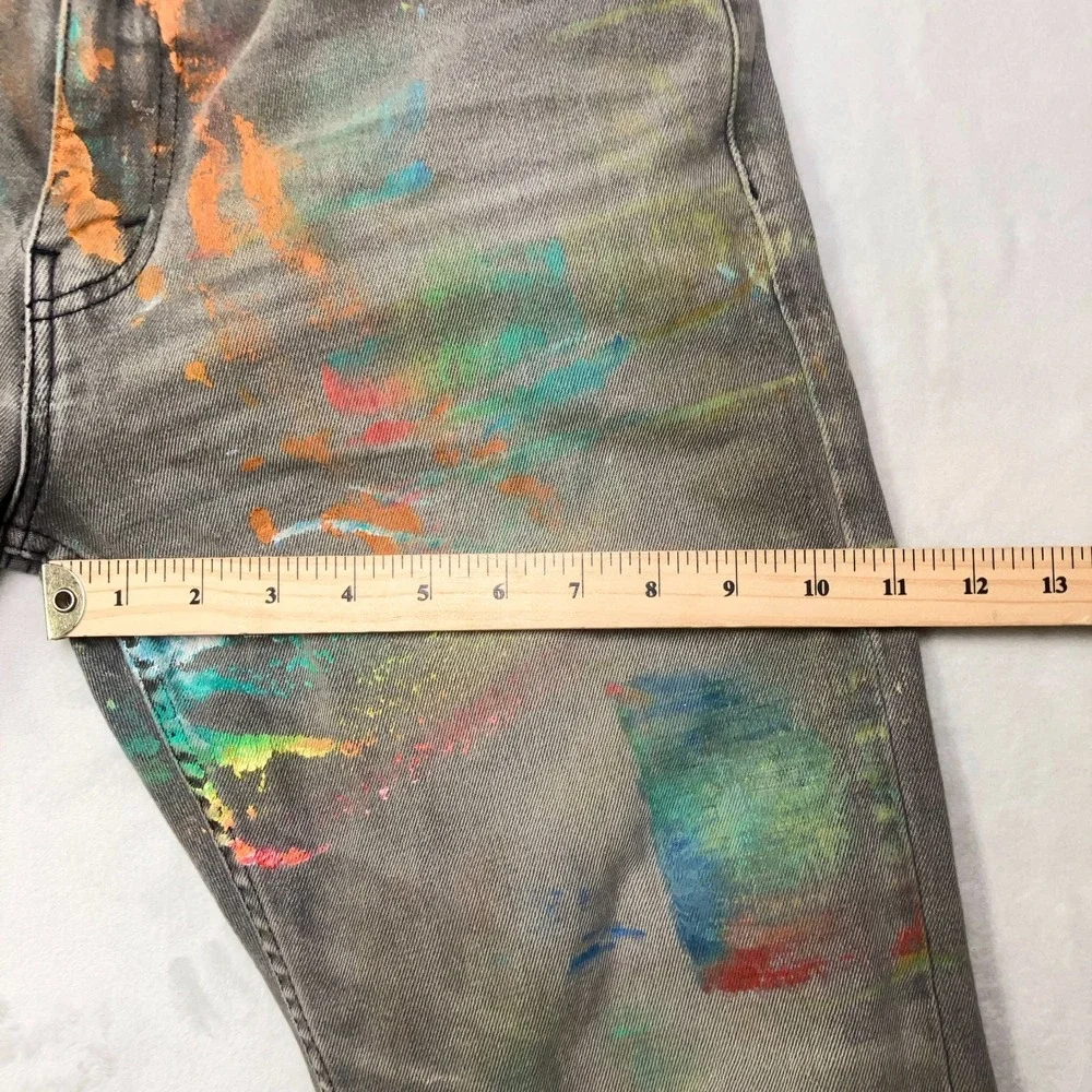 Levi's 65504 Straight Leg Jeans Men 32x29 Gray Upcycled PAINT SPLATTER THRASHED